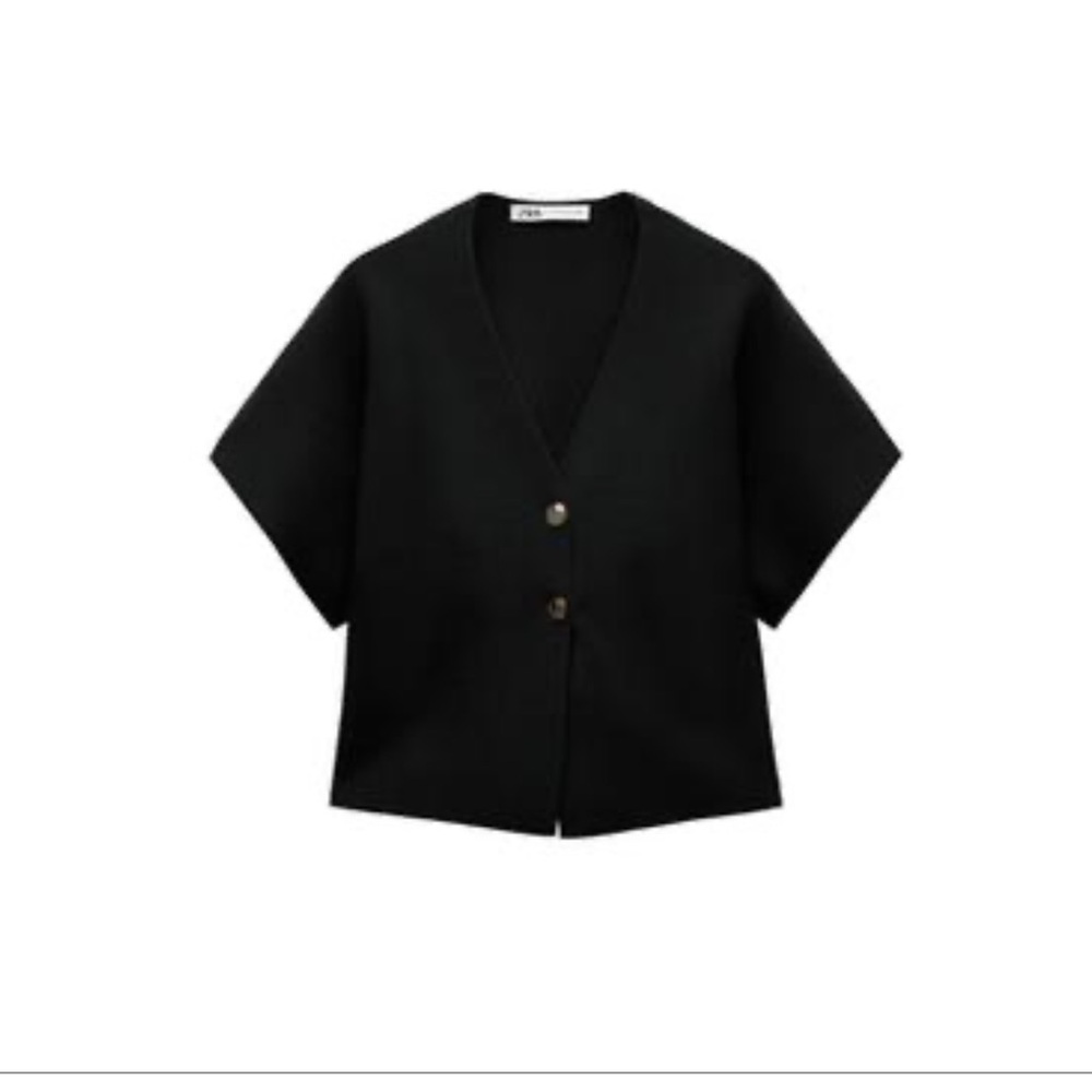 Zara Short Sleeve Cardigan with Gold Buttons